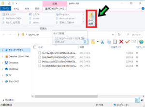 圧縮されたファイル、フォルダを解凍する方法【Windows10】