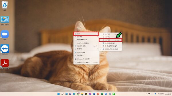 デスクトップのアイコンのみ小さくする方法【Windows11】