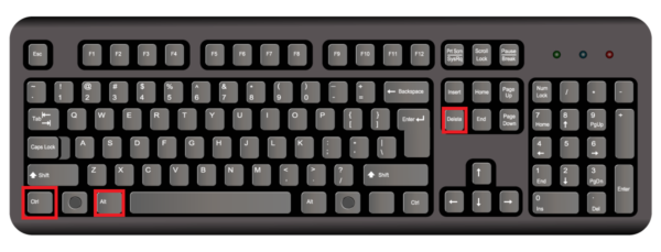 ctrl+alt+deleteを押すキーボード